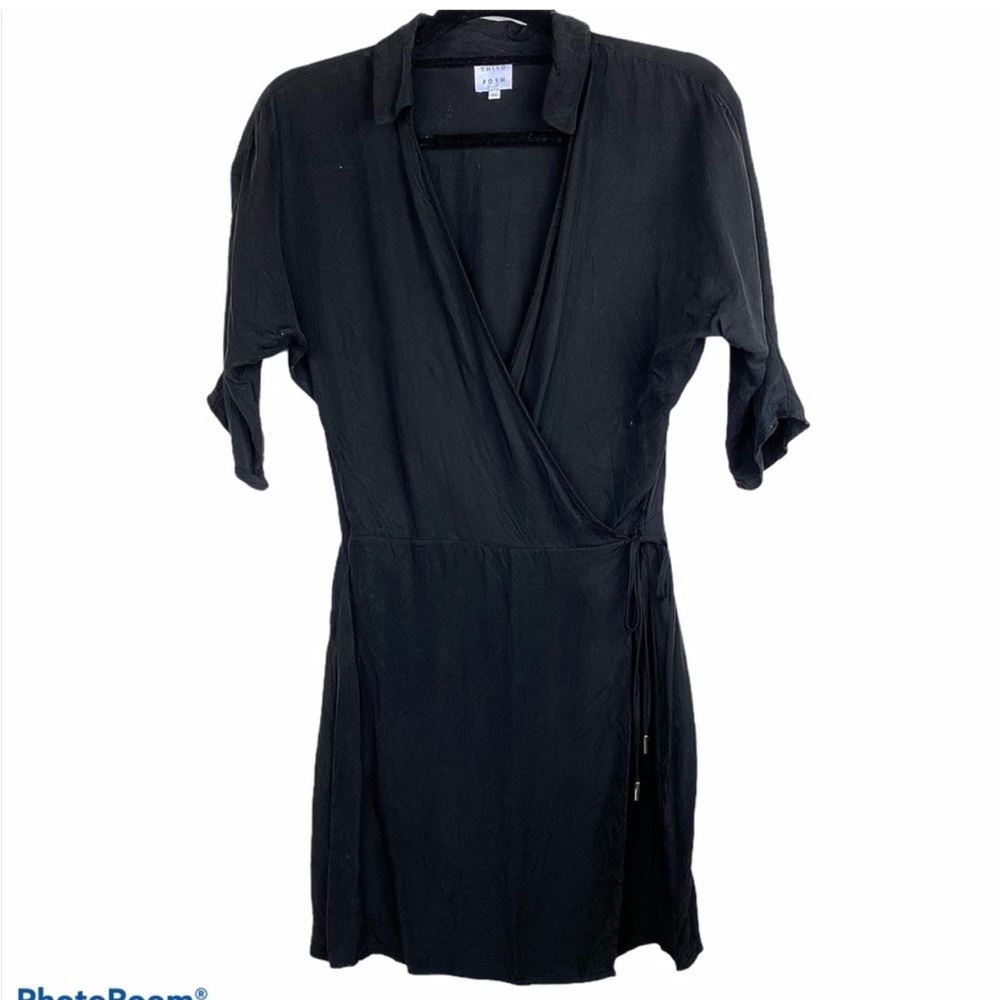 Third Form Cupro Blend Black Wrap Dress